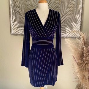 NWT Deux Reines Blue Velvet Embellished Dress